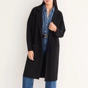 J. Crew Ella Open Front Long Sweater Blazer Sz M Black Merino Wool Blend AD753